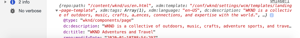 Console output of a cmp:show event payload